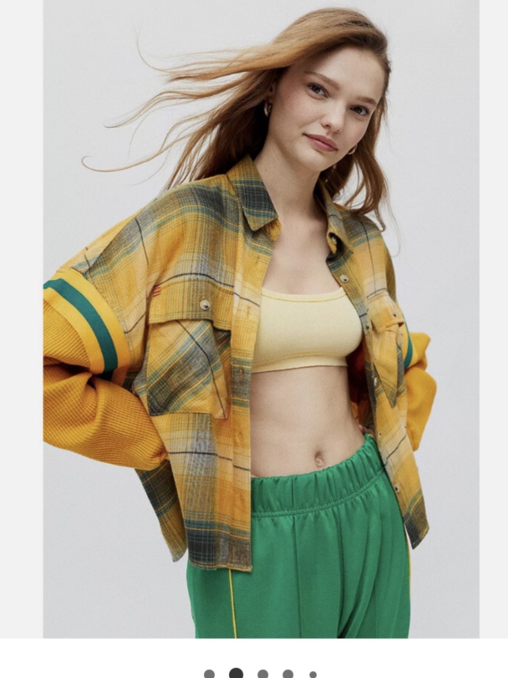 BDG Yellow Plaid Bomber Shirt Jacket NEW